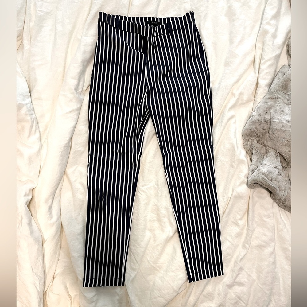 Navy Blue & White Striped Pants